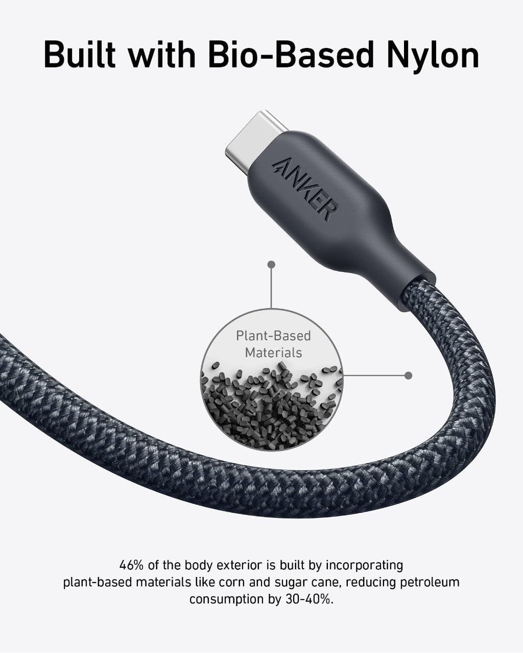 Anker 544 USB-C to USB-C Cable (Bio Based 3ft) | Black Anker 544 USB-C to USB-C Cable (Bio Based 3ft) | Black